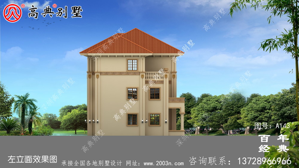 三層雙拼帶陽臺農村別墅設計圖紙_農村自建設計圖紙
