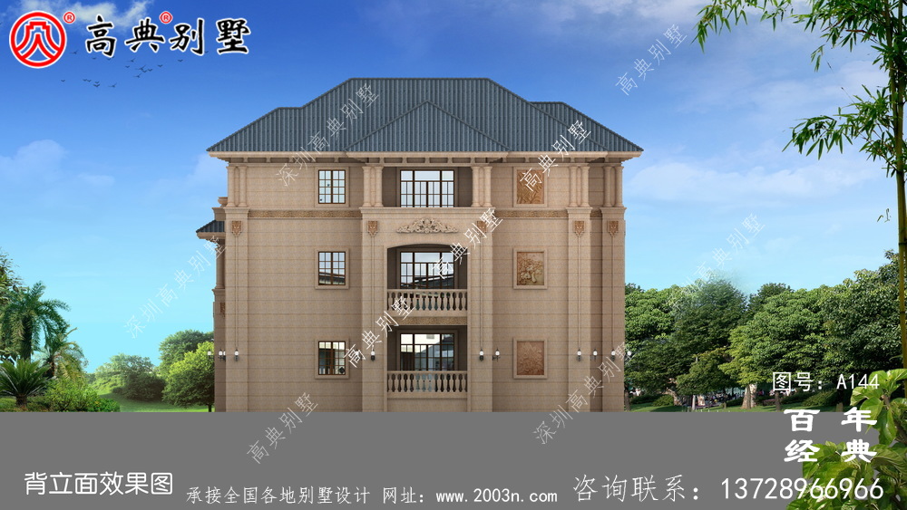 歐式豪華三層帶陽臺車庫小別墅設計圖_房屋住宅設計圖