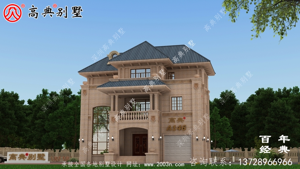 三層帶陽臺車庫小別墅設計圖_農村自建住宅設計圖