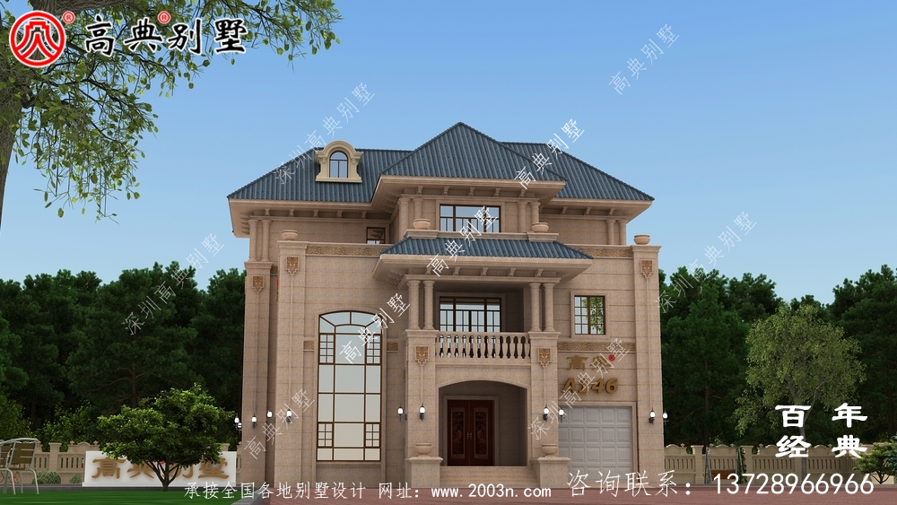 三層帶陽臺車庫小別墅設計圖_農村自建住宅設計圖 三層帶陽臺車庫小別墅設計圖_農村自建住宅設計圖