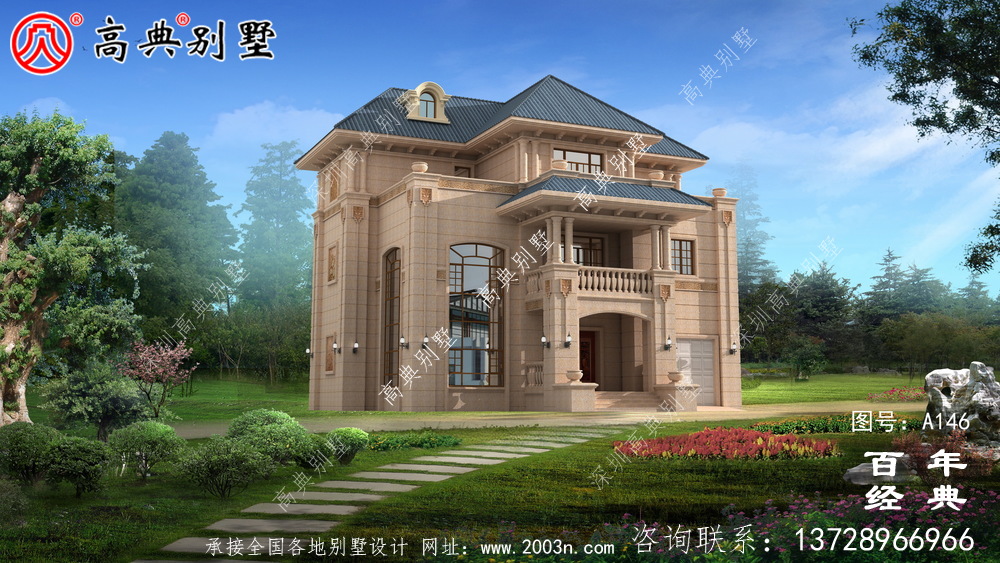 三層帶陽臺車庫小別墅設計圖_農村自建住宅設計圖