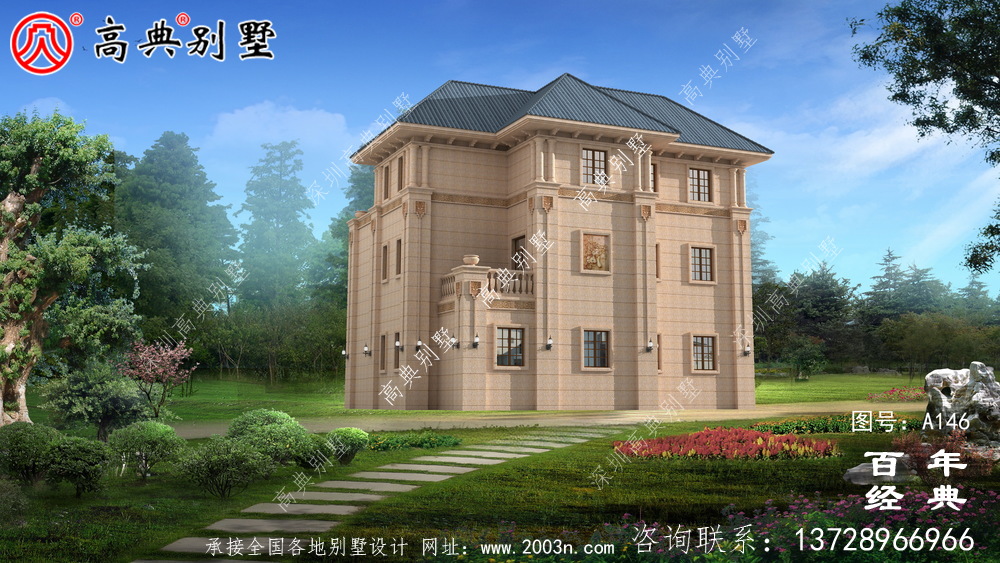 三層帶陽臺車庫小別墅設計圖_農村自建住宅設計圖