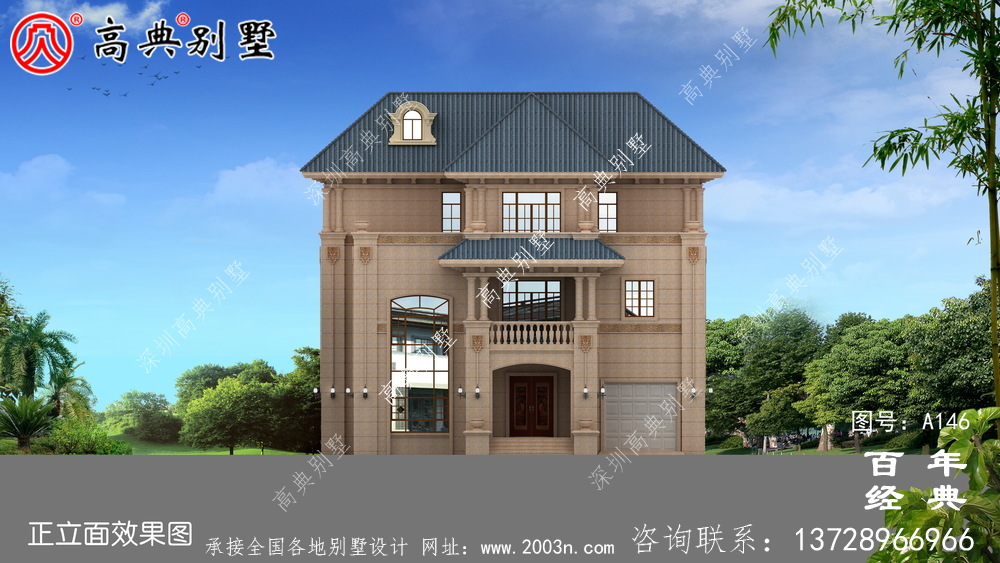 三層帶陽臺車庫小別墅設計圖_農村自建住宅設計圖