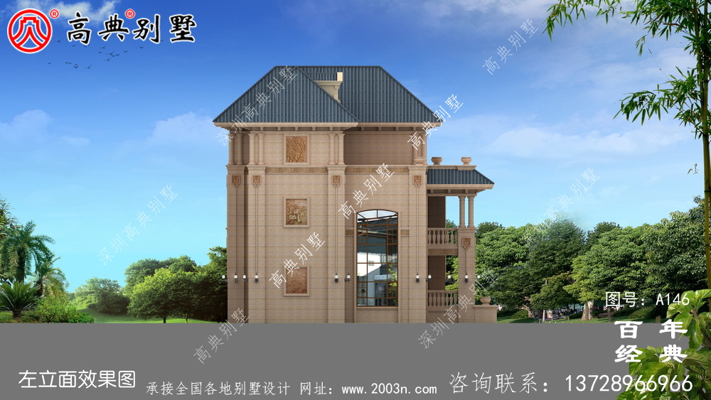 三層帶陽臺車庫小別墅設計圖_農村自建住宅設計圖