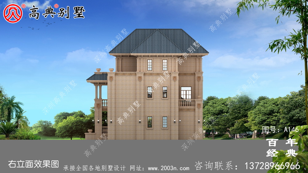 三層帶陽臺車庫小別墅設計圖_農村自建住宅設計圖