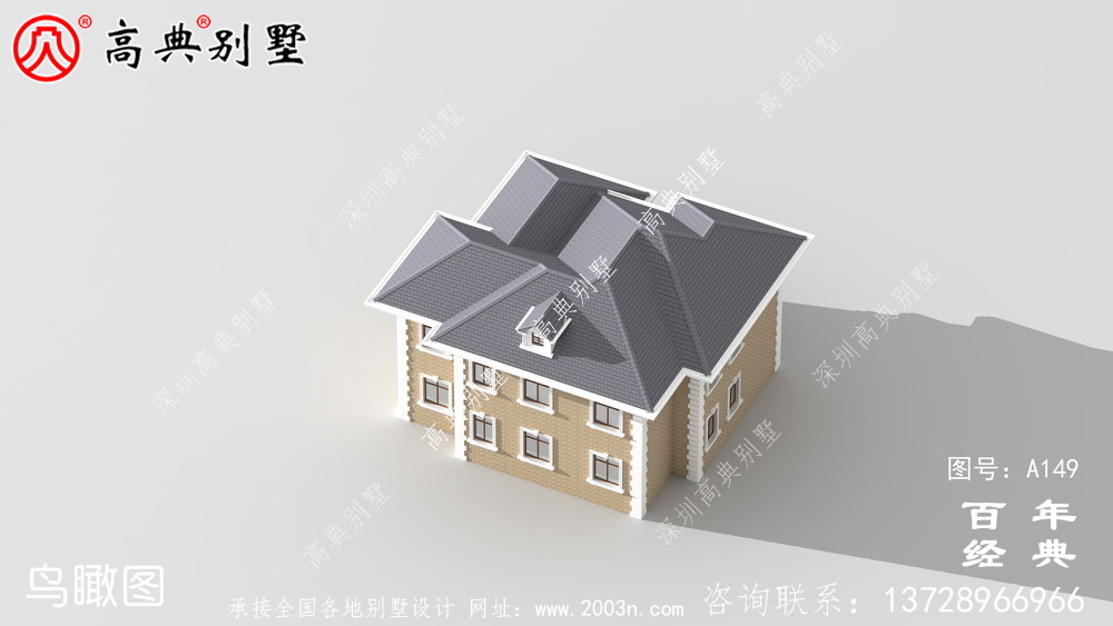 二層帶陽臺農村小別墅施工圖紙及設計效果圖 房屋設計圖