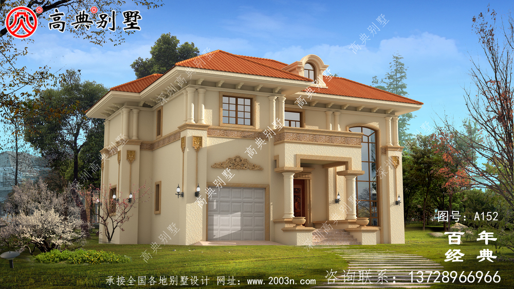 新農村建設兩層帶陽臺小別墅設計圖紙_鄉村自建房設計圖