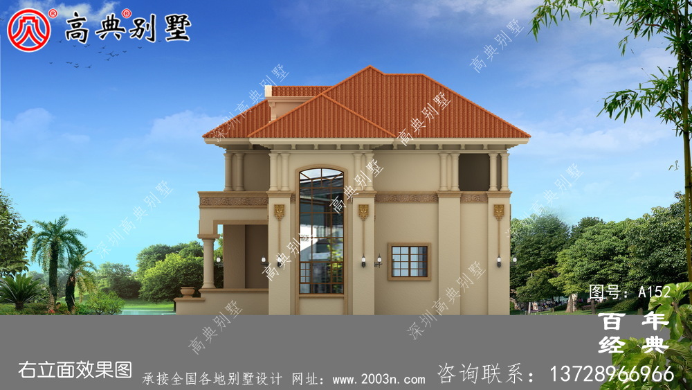 新農村建設兩層帶陽臺小別墅設計圖紙_鄉村自建房設計圖