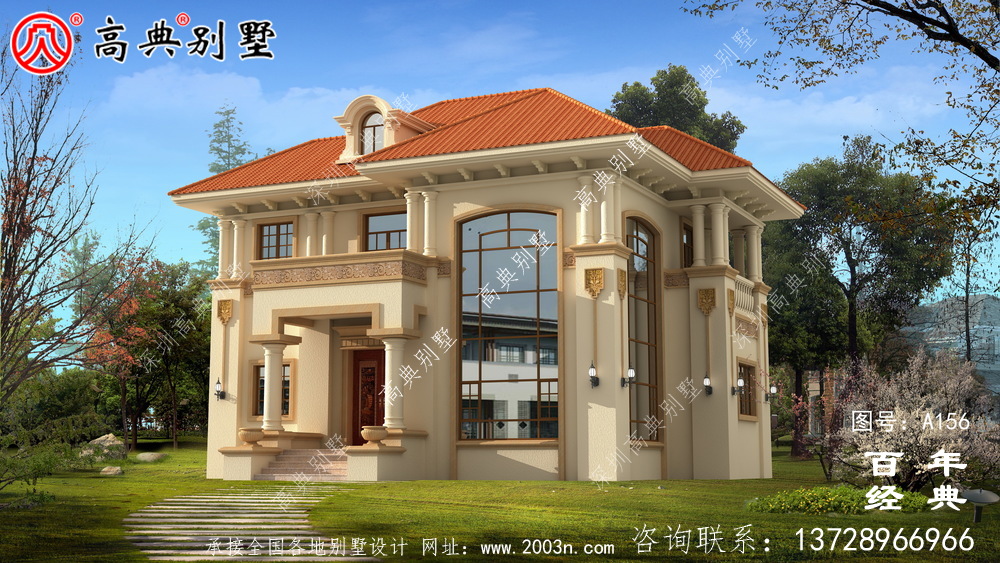 大氣兩層帶陽臺(tái)歐式別墅設(shè)計(jì)圖及效果圖 房屋設(shè)計(jì)退