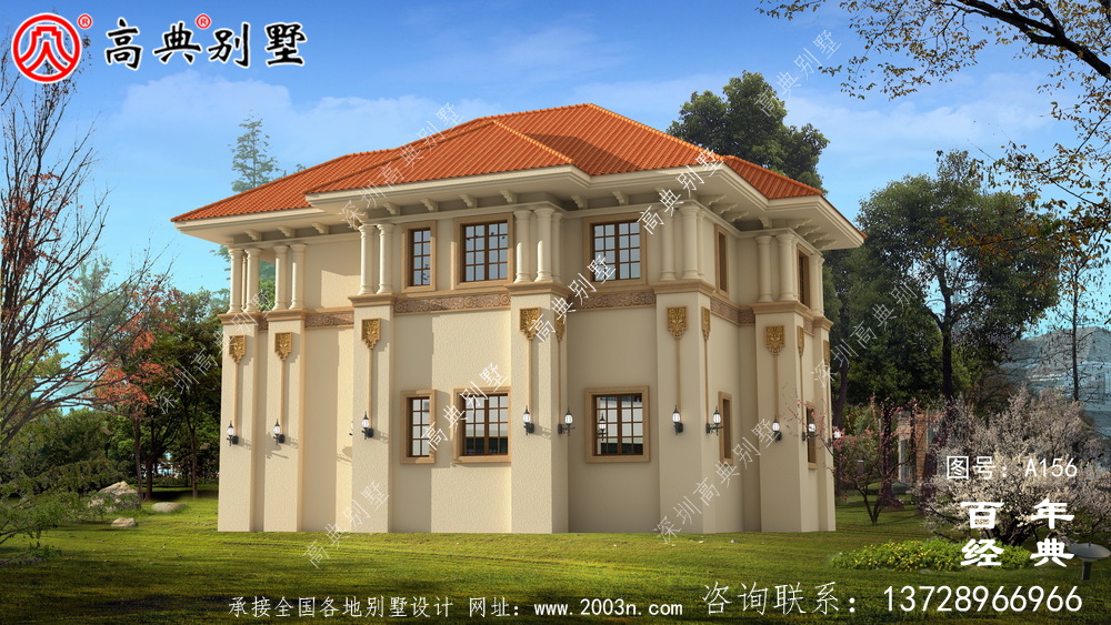 大氣兩層帶陽臺(tái)歐式別墅設(shè)計(jì)圖及效果圖 房屋設(shè)計(jì)退