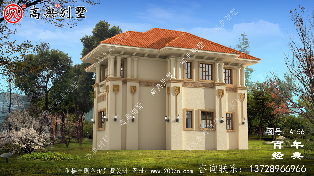 大氣兩層帶陽臺(tái)歐式別墅設(shè)計(jì)圖及效果圖 房屋設(shè)計(jì)退
