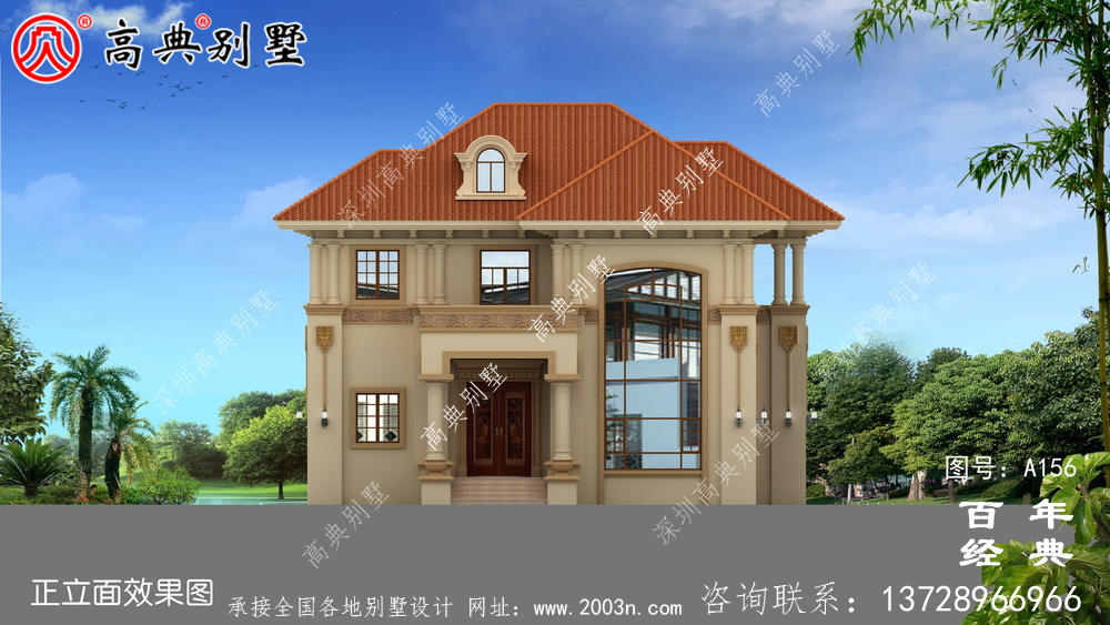 大氣兩層帶陽臺(tái)歐式別墅設(shè)計(jì)圖及效果圖 房屋設(shè)計(jì)退