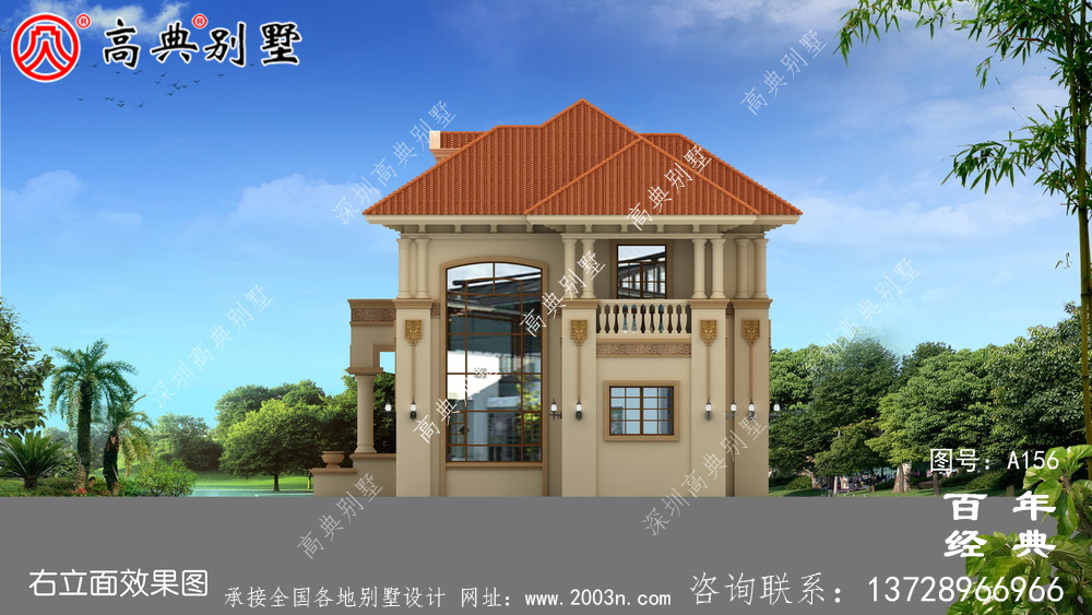 大氣兩層帶陽臺(tái)歐式別墅設(shè)計(jì)圖及效果圖 房屋設(shè)計(jì)退