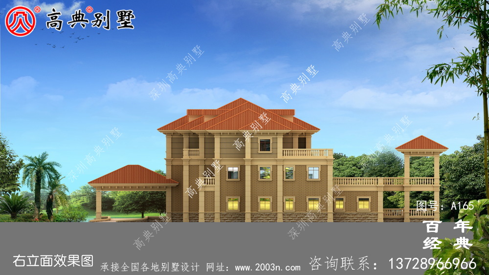 豪華大氣的三層獨棟小別墅設計圖紙及效果圖 房屋設計圖