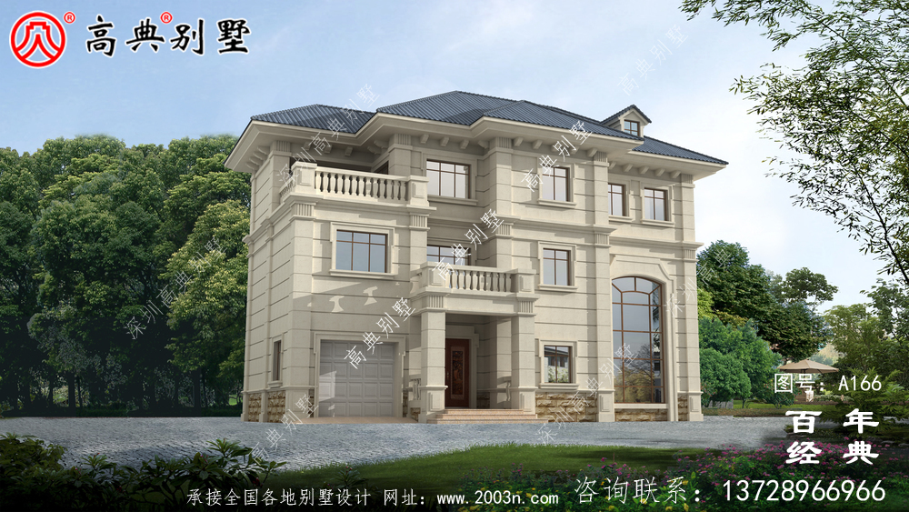 三層帶露臺車庫農村小別墅設計圖_經濟型別墅,農村房屋設計圖