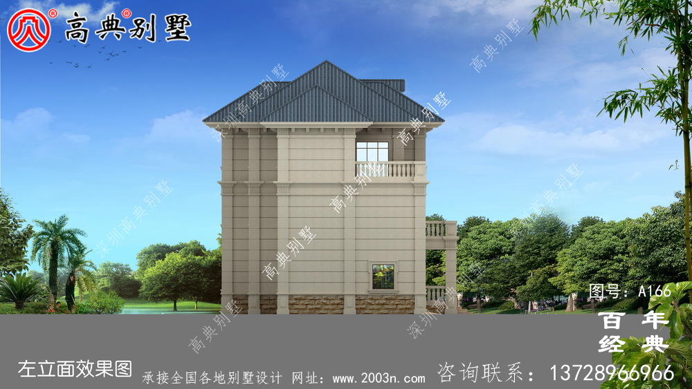 三層帶露臺車庫農村小別墅設計圖_經濟型別墅,農村房屋設計圖