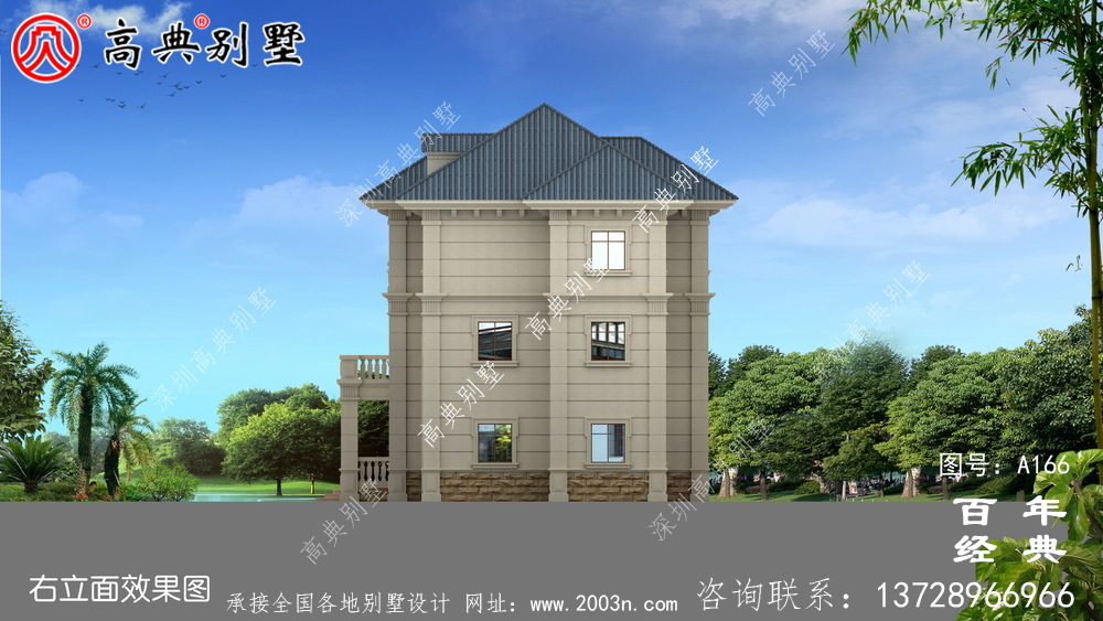 三層帶露臺車庫農村小別墅設計圖_經濟型別墅,農村房屋設計圖