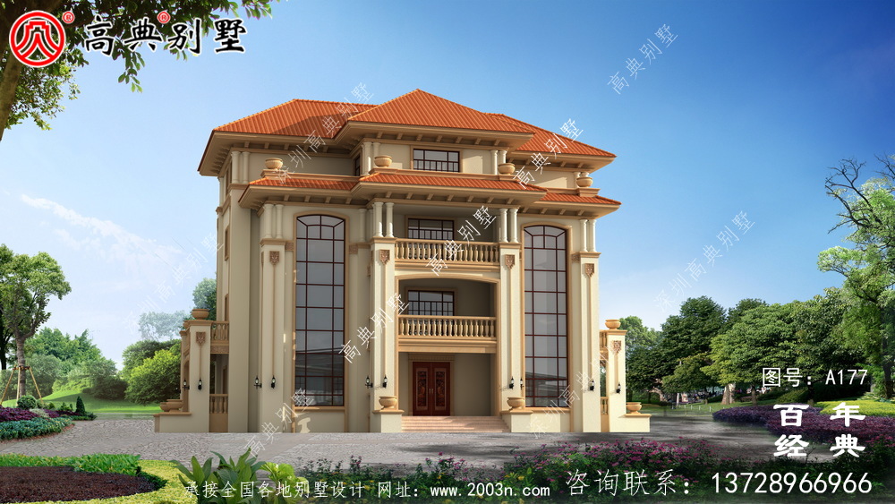 漂亮的四樓鄉(xiāng)村別墅帶陽臺設(shè)計圖_鄉(xiāng)村住宅設(shè)計圖