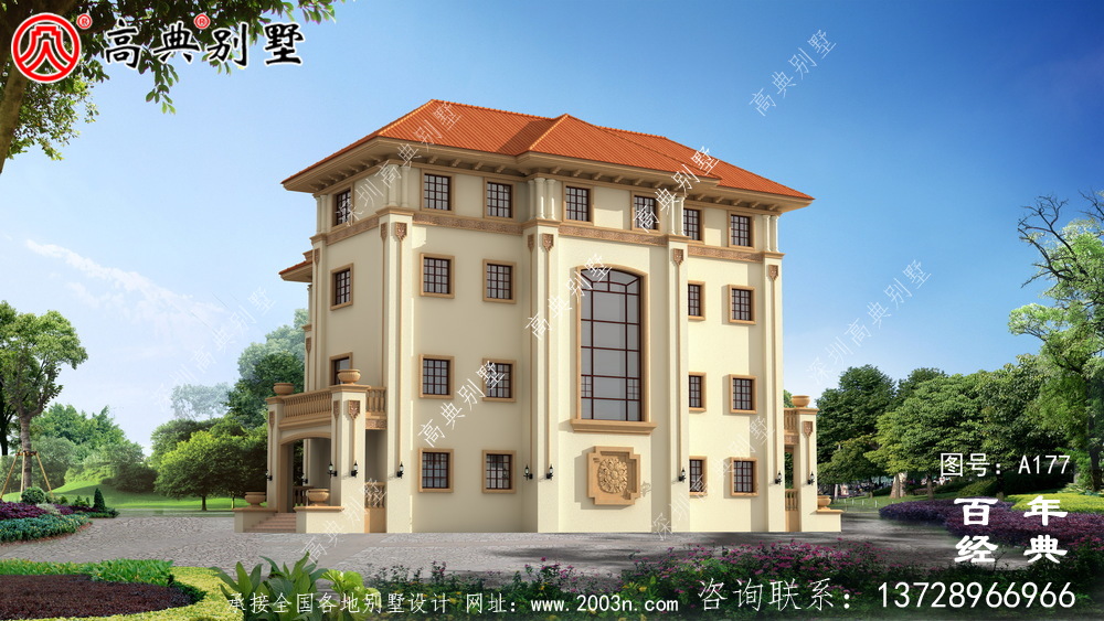 漂亮的四樓鄉(xiāng)村別墅帶陽臺設(shè)計圖_鄉(xiāng)村住宅設(shè)計圖