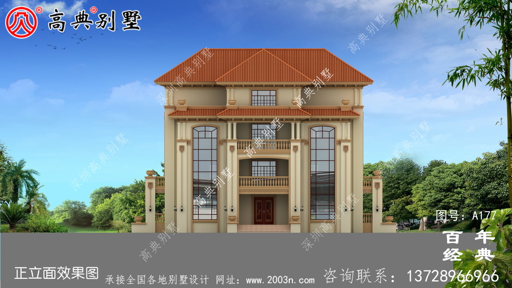 漂亮的四樓鄉(xiāng)村別墅帶陽臺設(shè)計圖_鄉(xiāng)村住宅設(shè)計圖