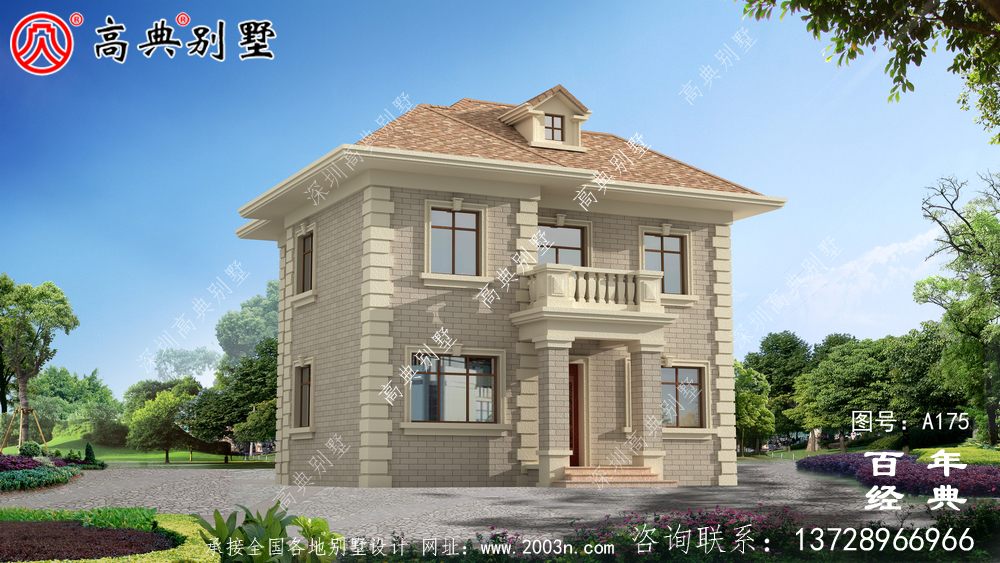 漂亮實用的二層農村別墅效果圖及施工圖_農村自建房屋設計圖