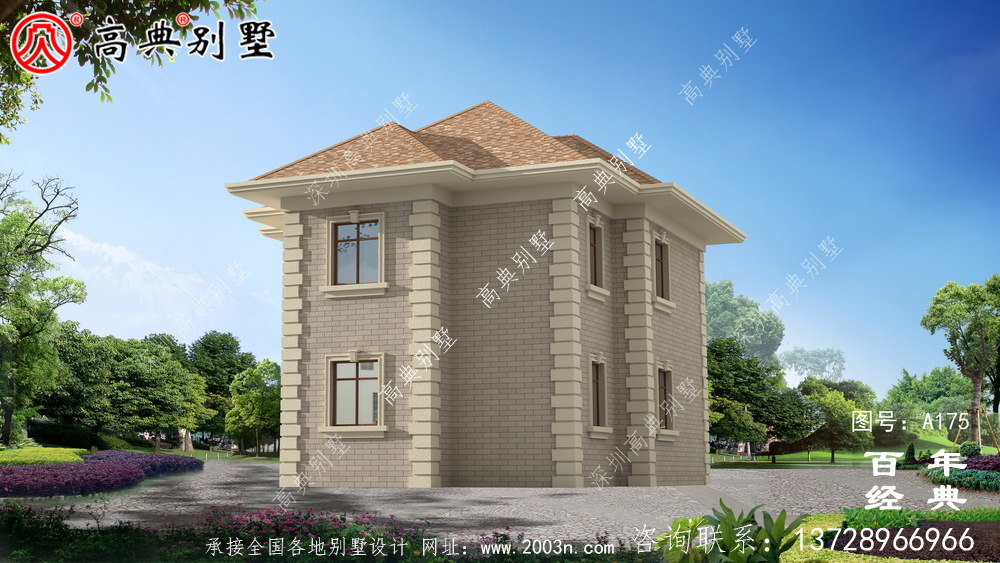 漂亮實用的二層農村別墅效果圖及施工圖_農村自建房屋設計圖