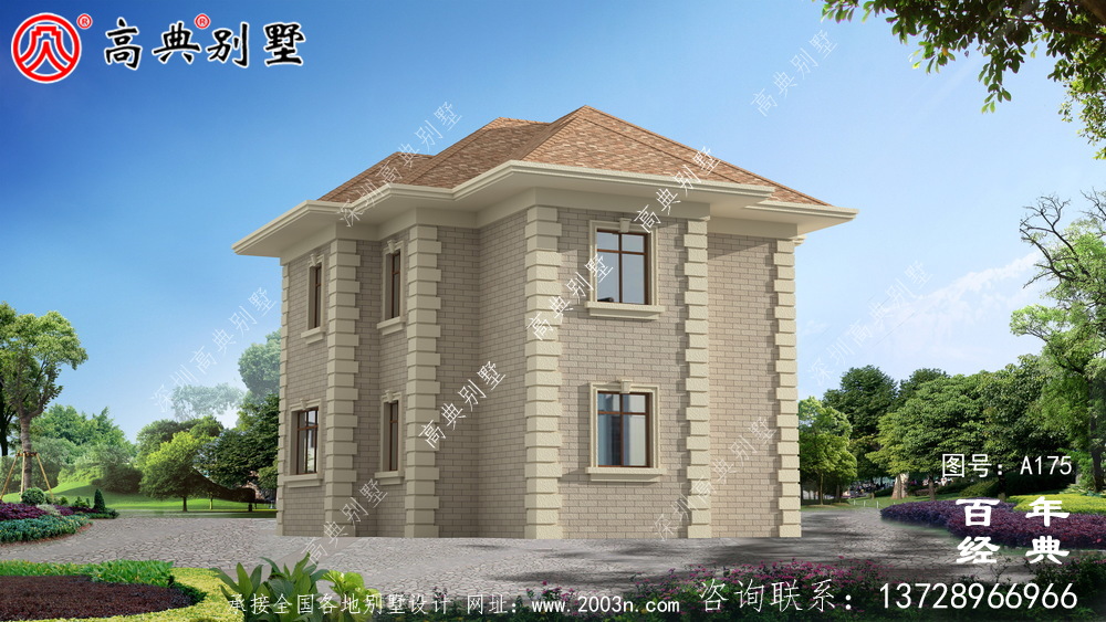漂亮實用的二層農村別墅效果圖及施工圖_農村自建房屋設計圖