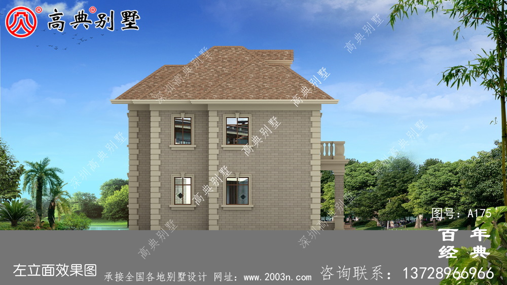 漂亮實用的二層農村別墅效果圖及施工圖_農村自建房屋設計圖