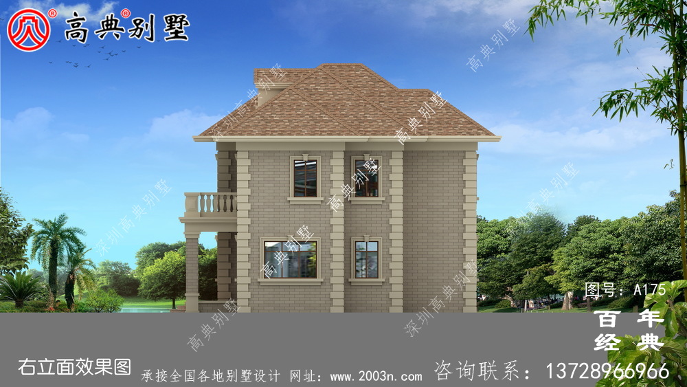 漂亮實用的二層農村別墅效果圖及施工圖_農村自建房屋設計圖