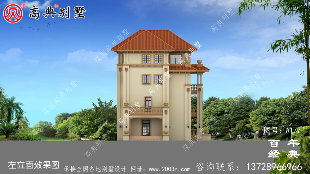 漂亮的四樓鄉(xiāng)村別墅帶陽臺設(shè)計圖_鄉(xiāng)村住宅設(shè)計圖