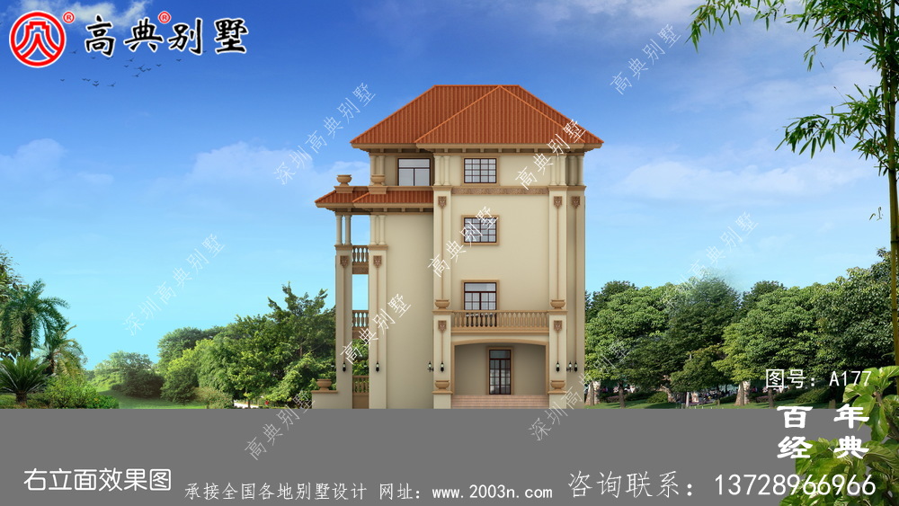 漂亮的四樓鄉(xiāng)村別墅帶陽臺設(shè)計圖_鄉(xiāng)村住宅設(shè)計圖