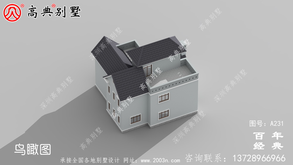 美麗的雙層別墅帶閣樓設計圖和效果圖_ 別墅效果圖