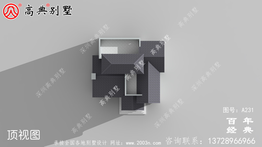 美麗的雙層別墅帶閣樓設計圖和效果圖_ 別墅效果圖
