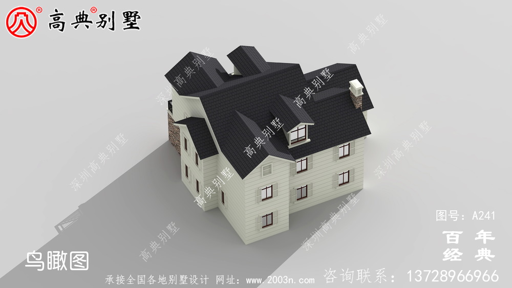 漂亮的兩層帶閣樓車庫別墅效果圖及施工圖 房屋設計圖