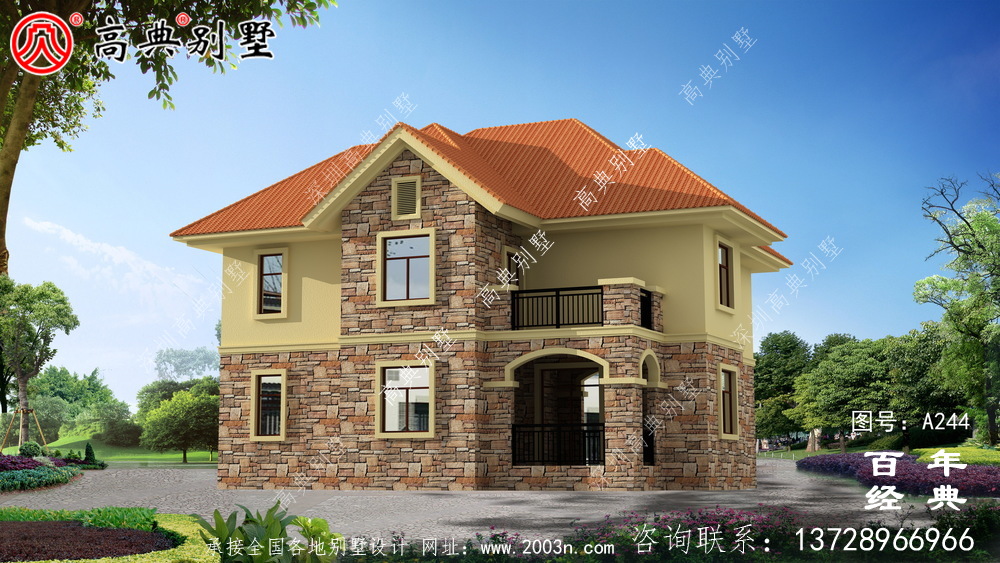 鄉村二層帶車庫自建房屋設計圖_鄉村房屋圖紙