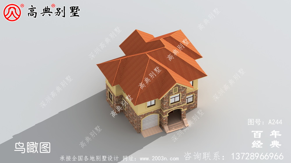 鄉村二層帶車庫自建房屋設計圖_鄉村房屋圖紙