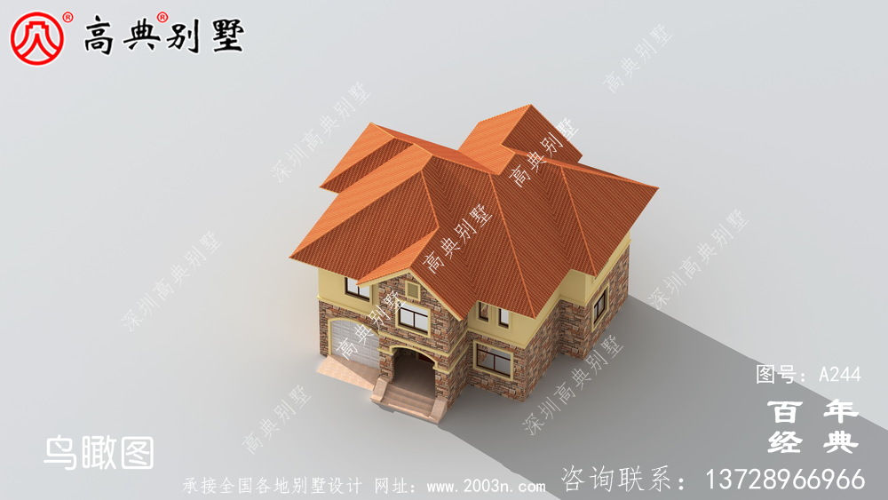 鄉村二層帶車庫自建房屋設計圖_鄉村房屋圖紙
