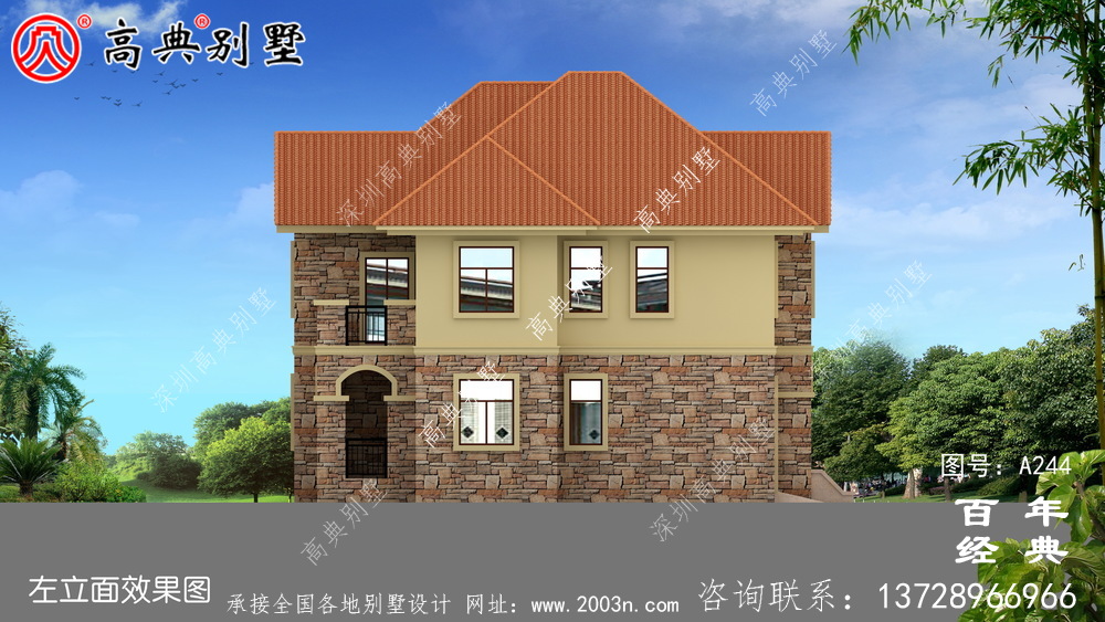 鄉村二層帶車庫自建房屋設計圖_鄉村房屋圖紙
