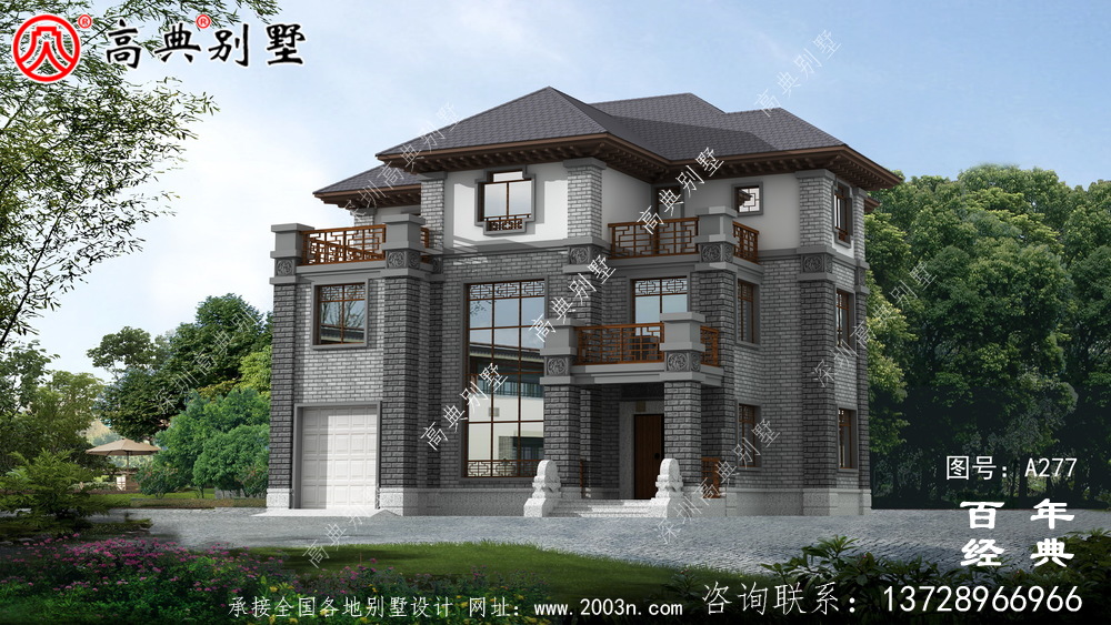 三層帶陽臺車庫新農村建設建造小別墅設計圖_鄉村自建房設計圖 三層帶陽臺車庫新農村建設建造小別墅設計圖_鄉村自建房設計圖