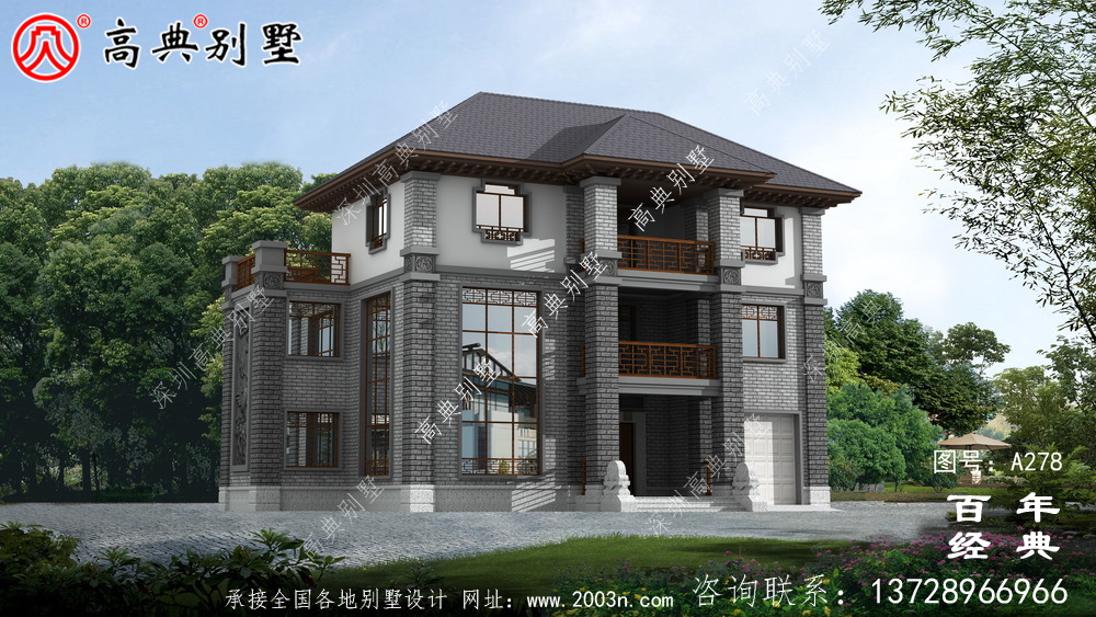 三樓有車庫豪華中式別墅設計圖紙_別墅設計圖紙