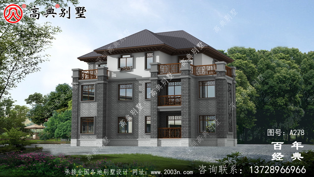 三樓有車庫豪華中式別墅設計圖紙_別墅設計圖紙