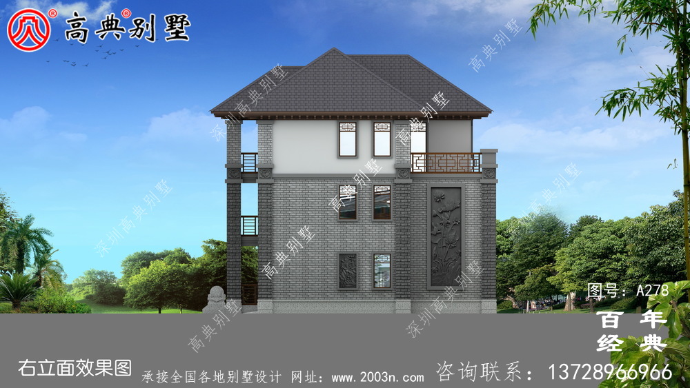 三樓有車庫豪華中式別墅設計圖紙_別墅設計圖紙