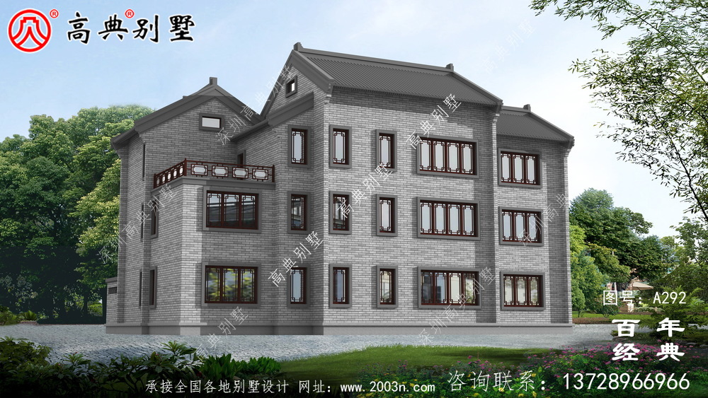 三層中式帶陽臺別墅工程圖紙及設計圖_三層中式別墅設計圖