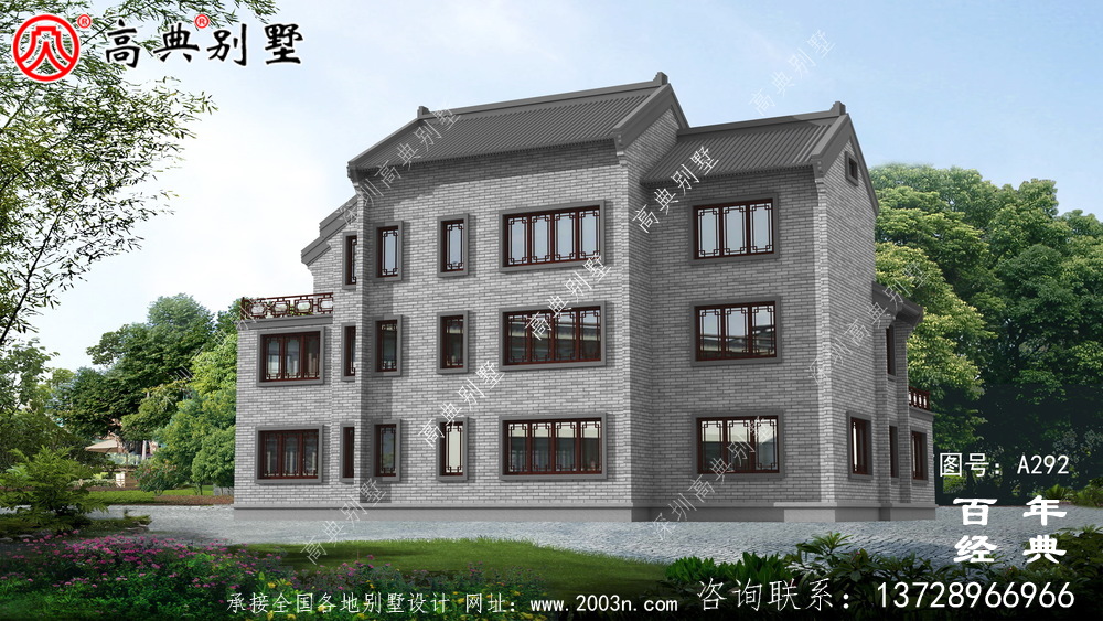 三層中式帶陽臺別墅工程圖紙及設計圖_三層中式別墅設計圖
