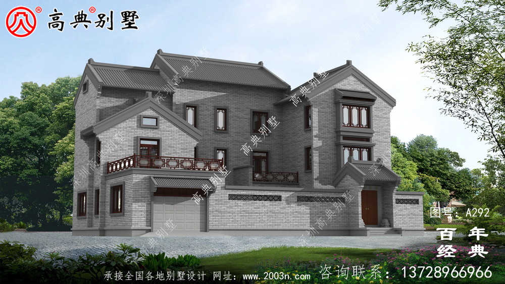三層中式帶陽臺別墅工程圖紙及設計圖_三層中式別墅設計圖