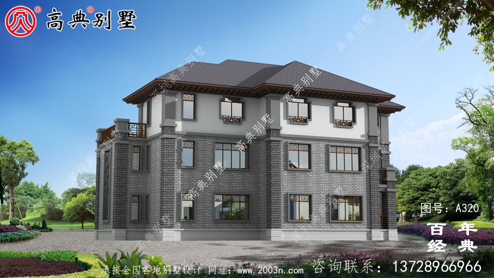 三層帶陽臺車庫大面積別墅設計全套圖紙_別墅設計圖紙,農村房屋設計圖