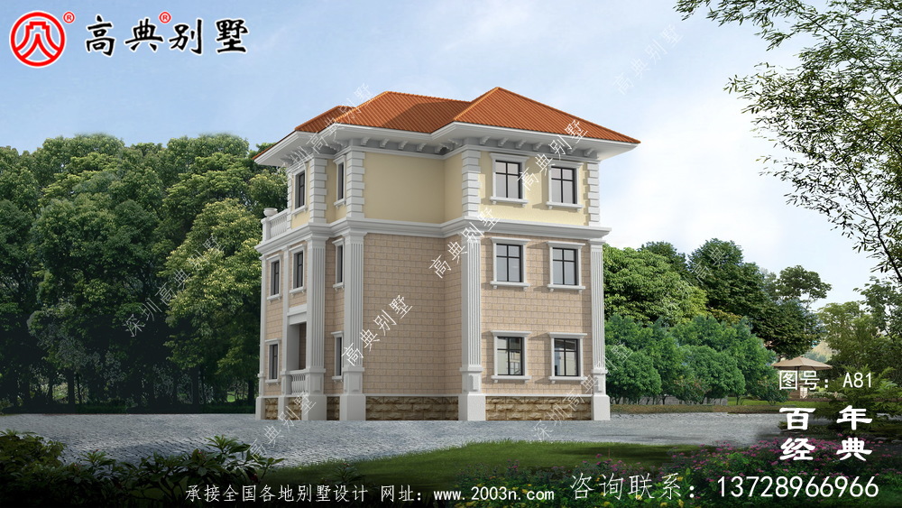新農(nóng)村三樓別墅設(shè)計(jì)效果圖與施工圖_農(nóng)村房屋圖紙
