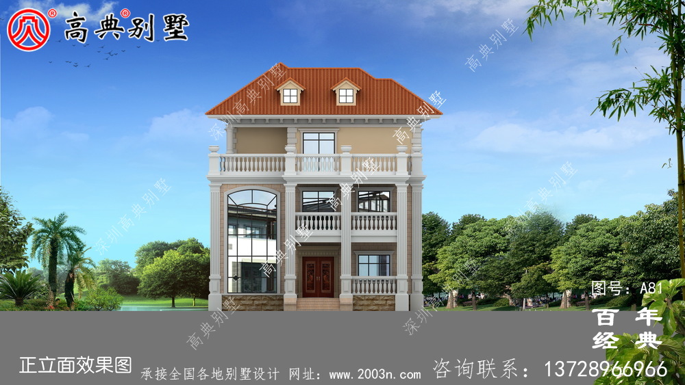 新農(nóng)村三樓別墅設(shè)計(jì)效果圖與施工圖_農(nóng)村房屋圖紙