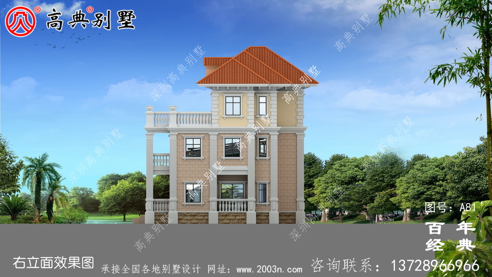新農(nóng)村三樓別墅設(shè)計(jì)效果圖與施工圖_農(nóng)村房屋圖紙