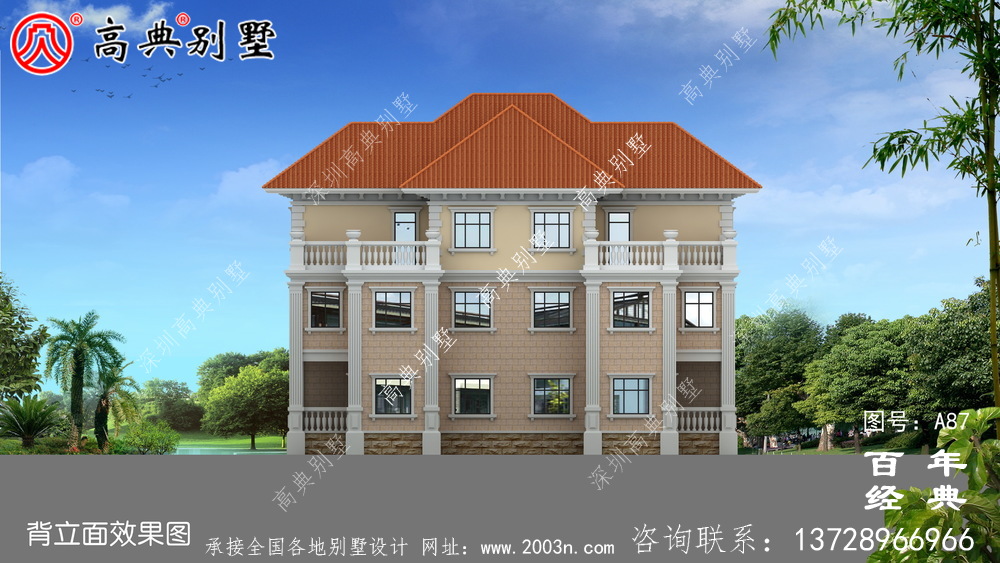三樓雙拼別墅設計圖_農村三樓雙拼別墅設計